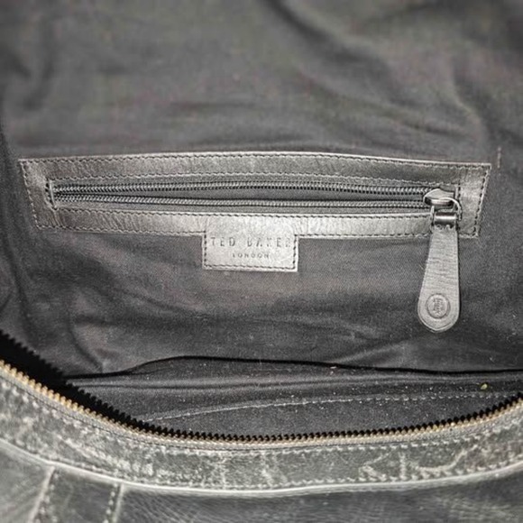 Ted Baker Mens Black Leather Duffle Bag Weekend Travel Overnight Carryon - Picture 7 of 8